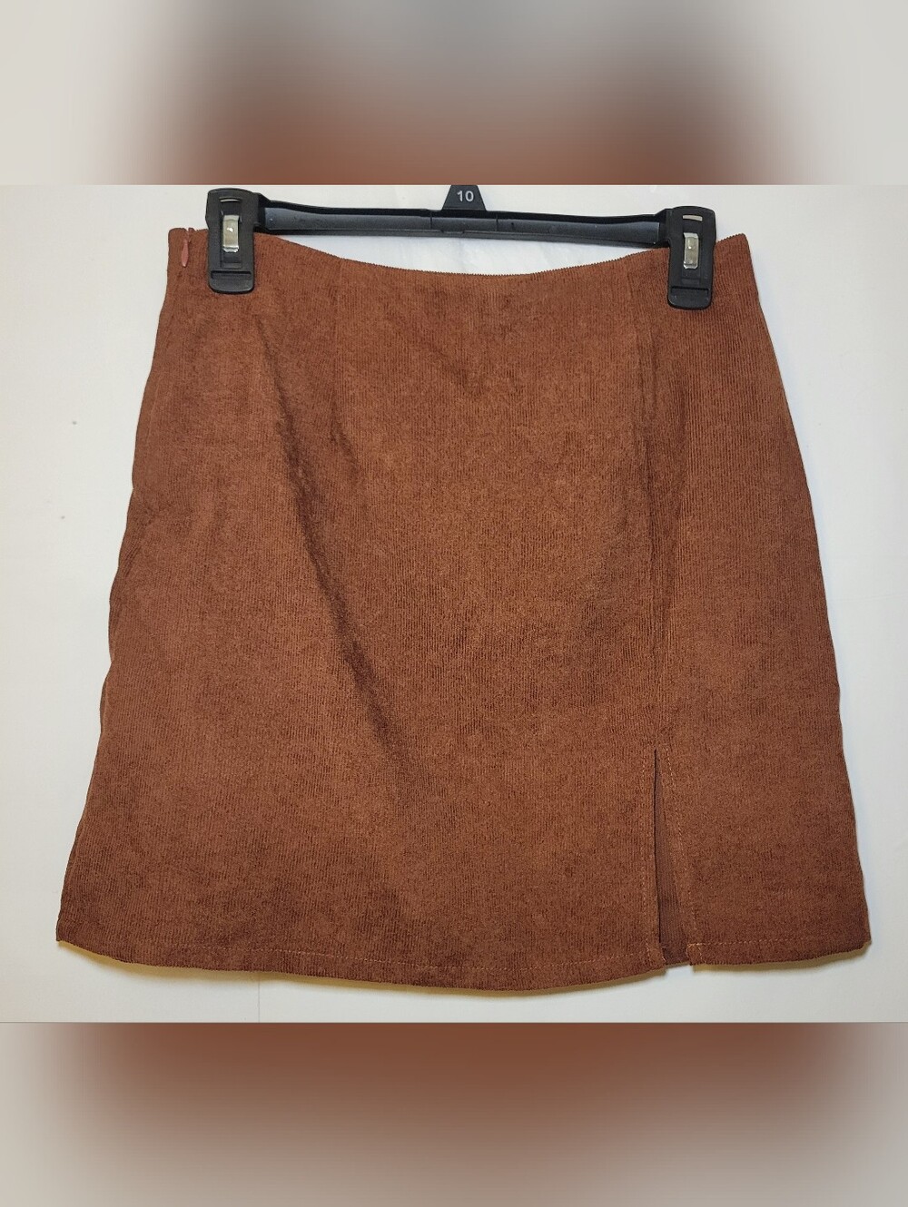 Classic Brown Mini Skirt with Front Slit